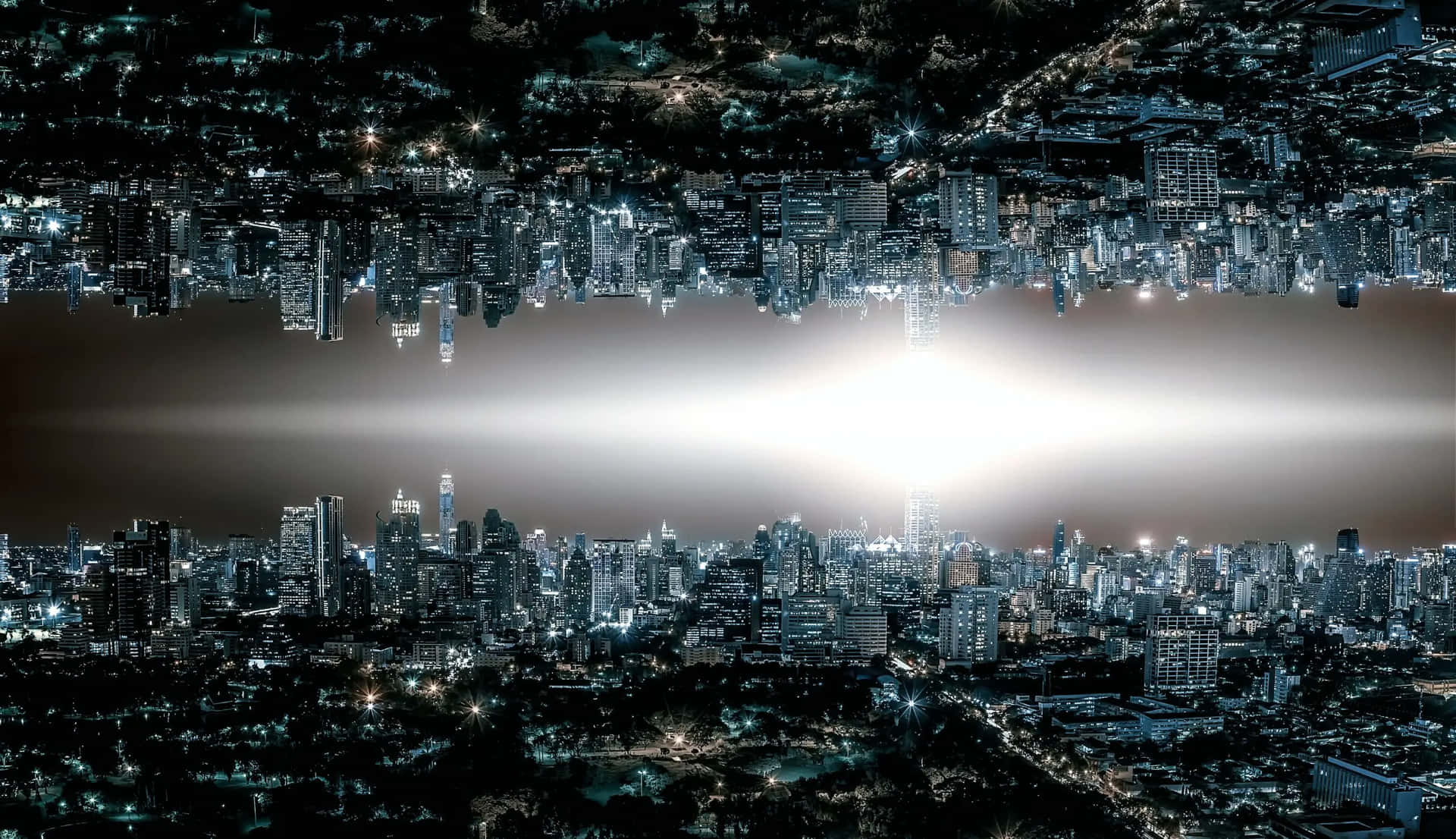 Mirror City Parallel Universe Skyline Wallpaper