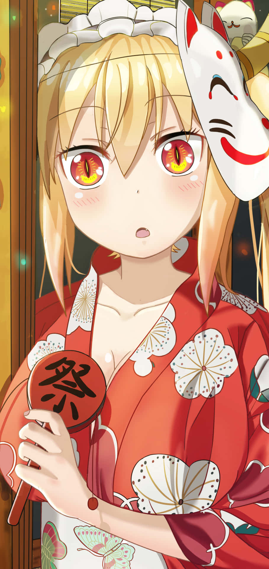A Girl In A Kimono Holding A Kimono Wallpaper