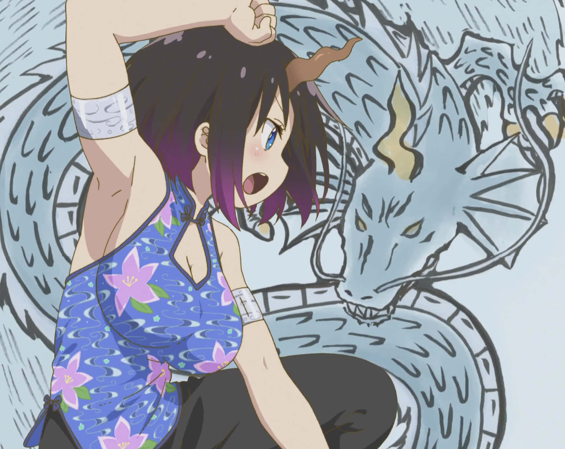 A Girl Is Sitting On A Dragon Wallpaper