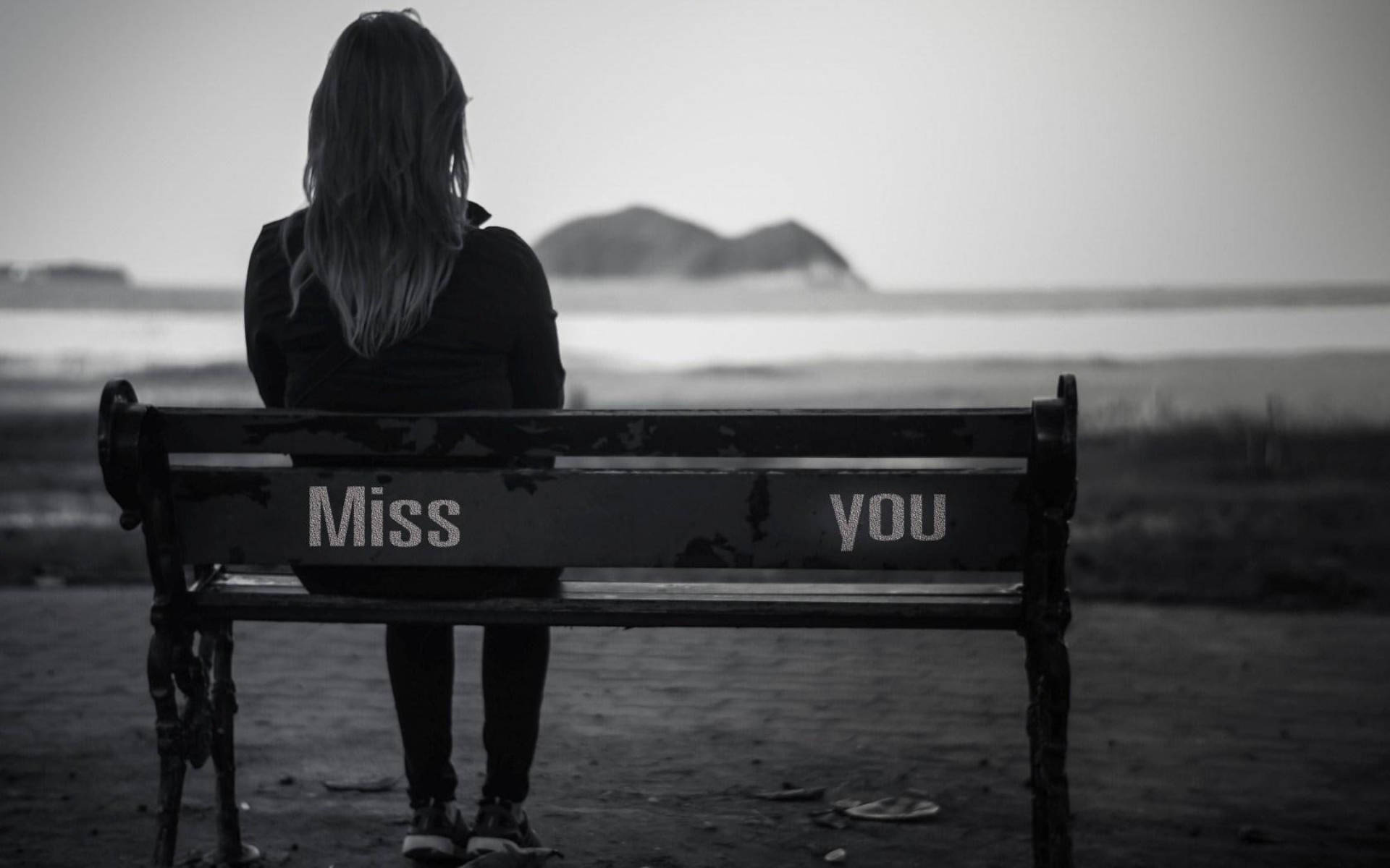 Missing You Alone On Bench Wallpaper