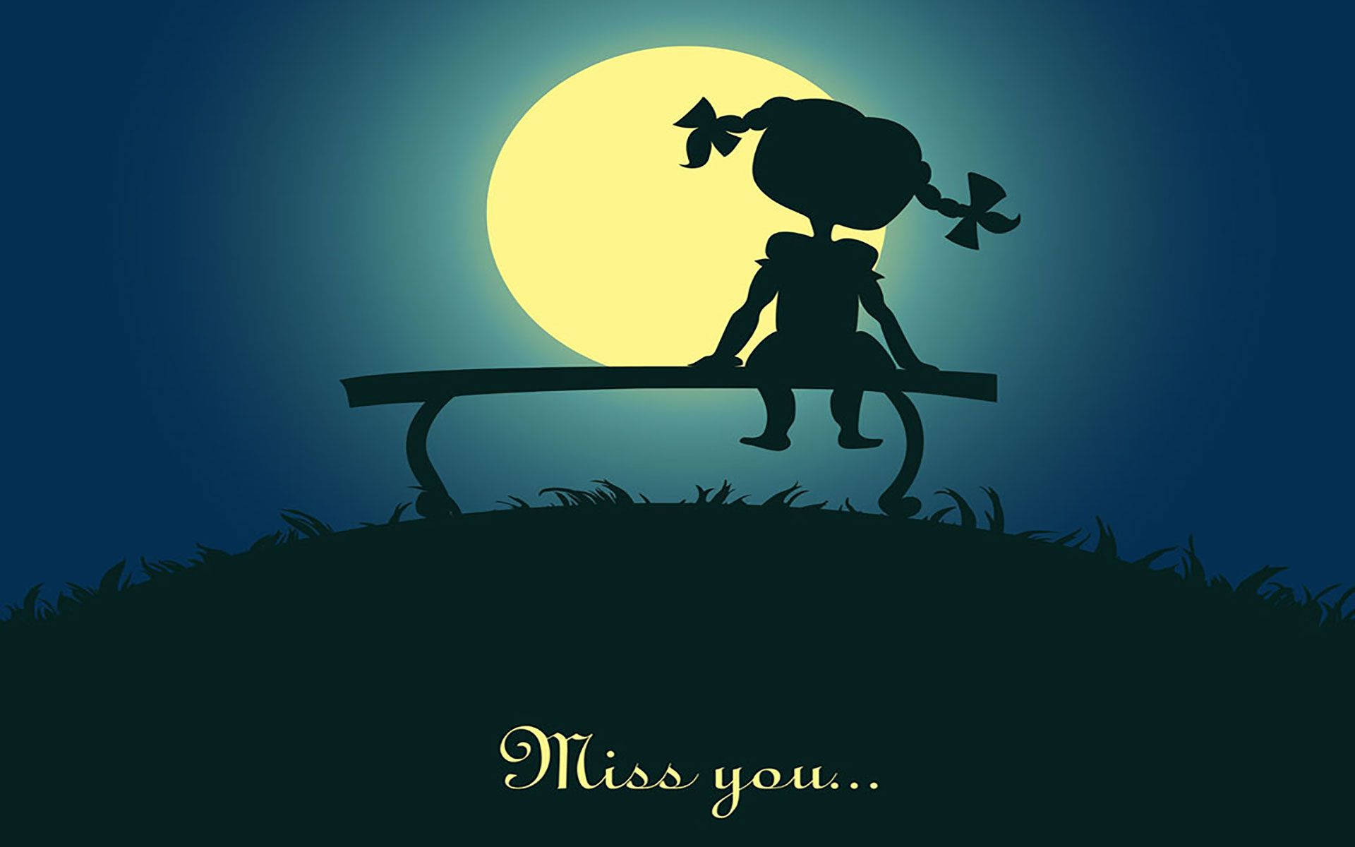 Missing You Cartoon Silhouette Wallpaper