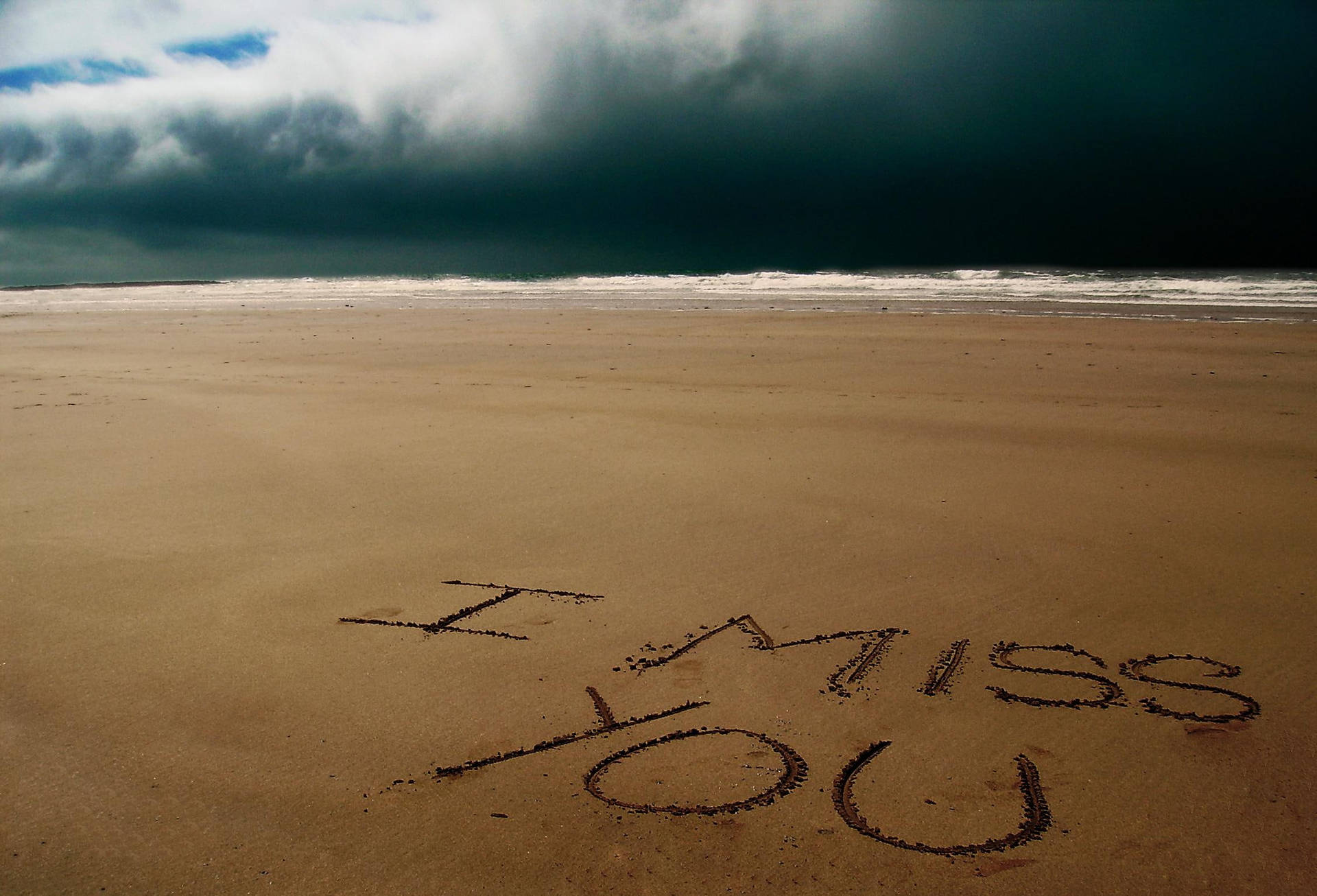 Download Missing You Sand Writing Wallpaper 