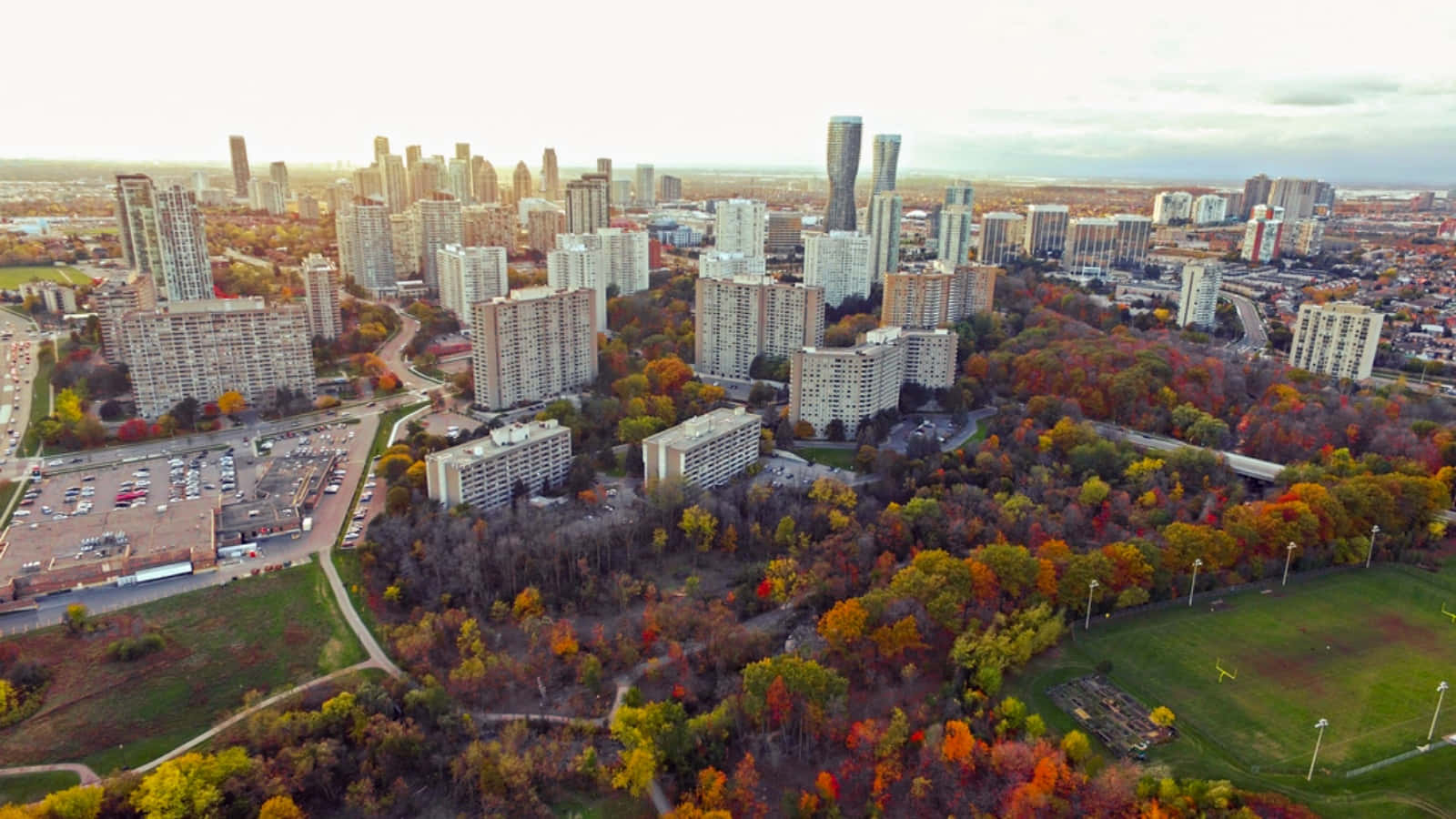 Mississauga Skyline Autumn Aerial View Wallpaper