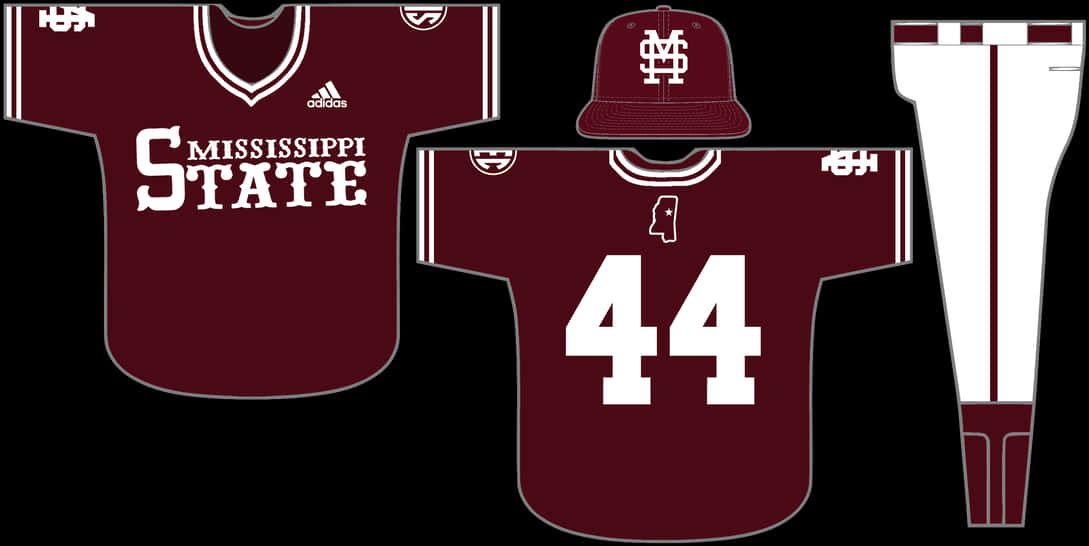 Mississippi State Baseball Uniform Design PNG