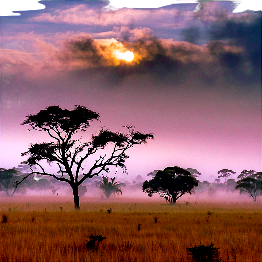 Download Mist Over The Savanna Png Guq | Wallpapers.com