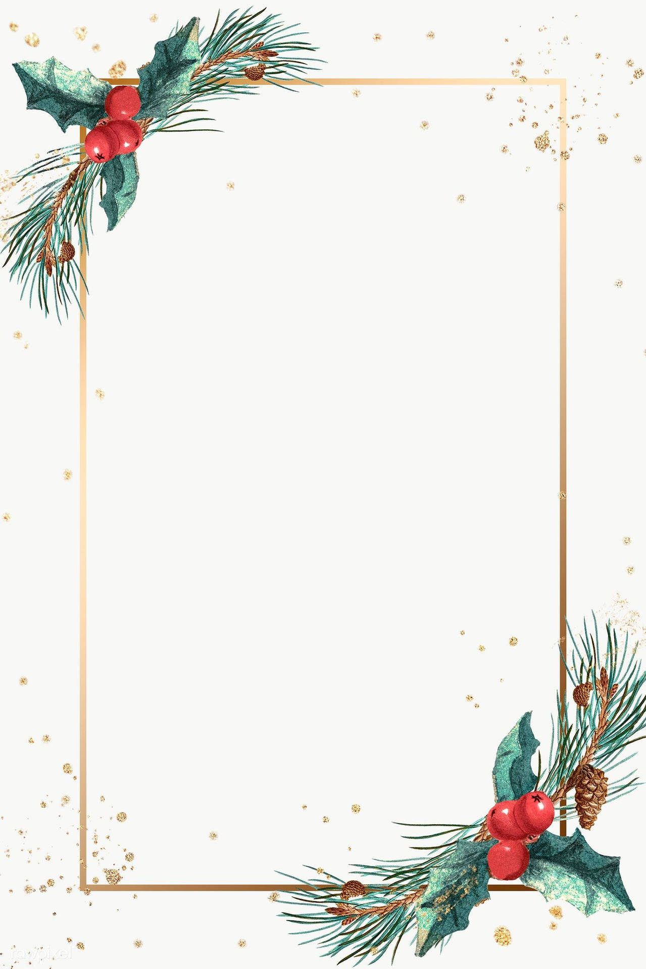 Mistletoe Gold Frame Christmas Phone Wallpaper