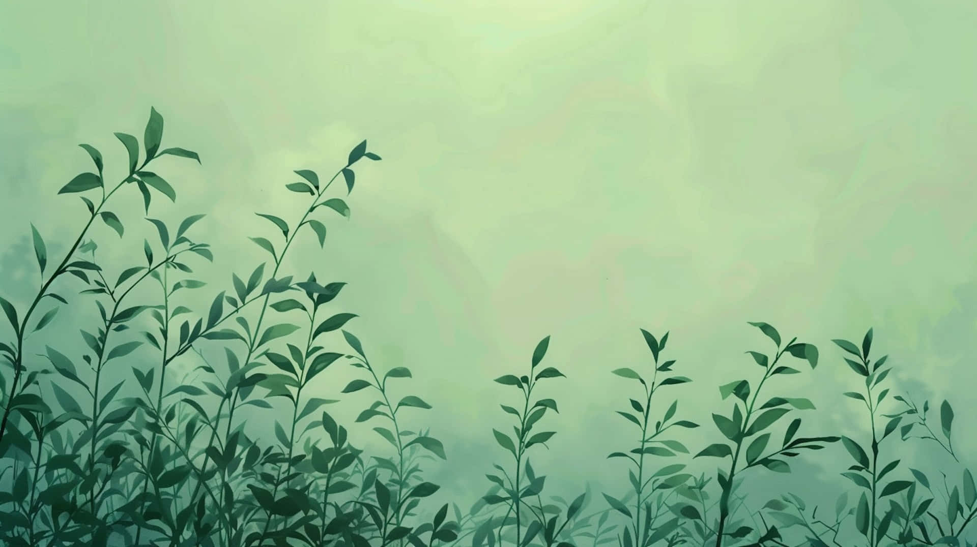 Misty Green Foliage Aesthetic Wallpaper