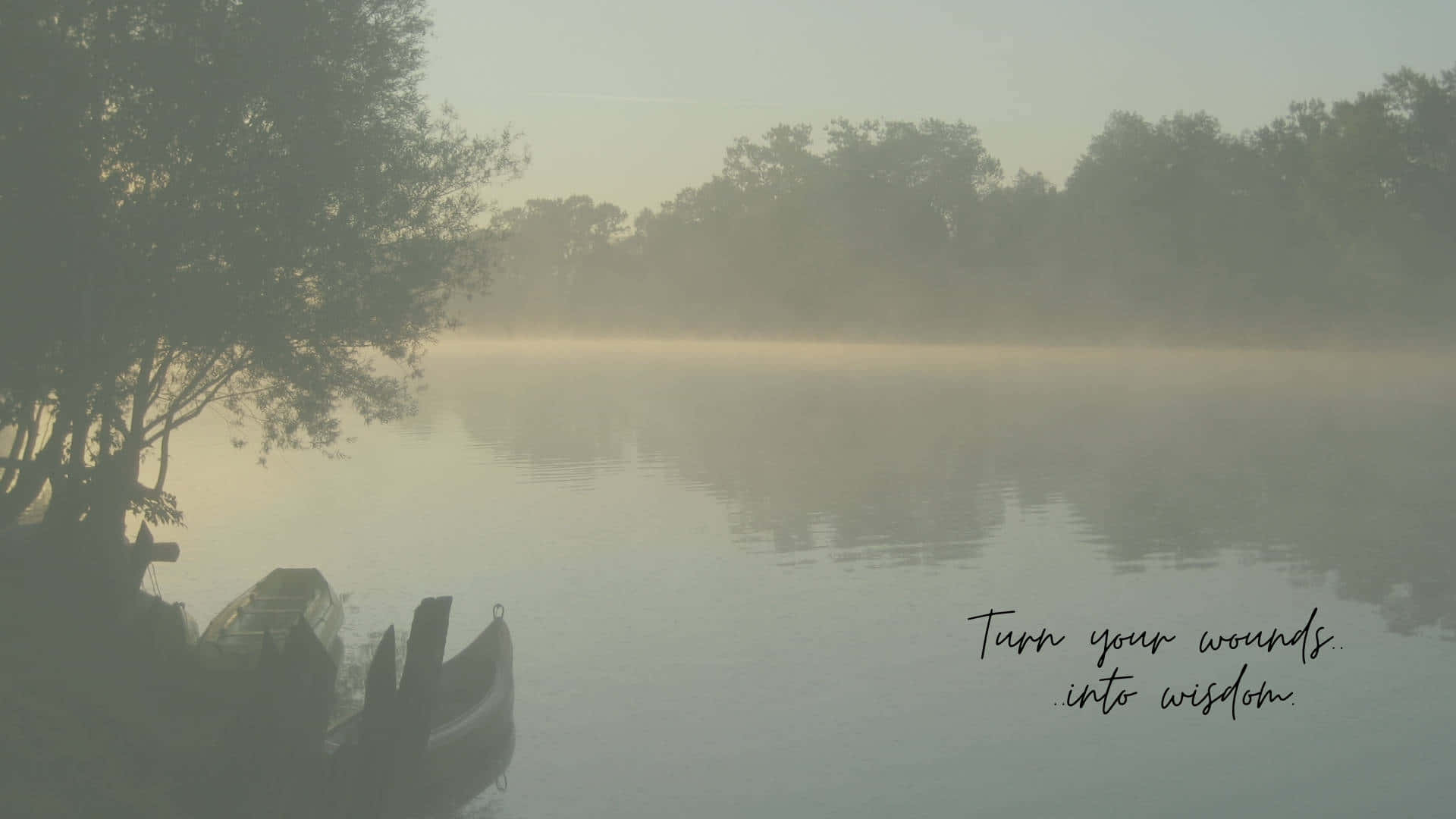 Misty Lake Morning_ Inspirational Quote Wallpaper