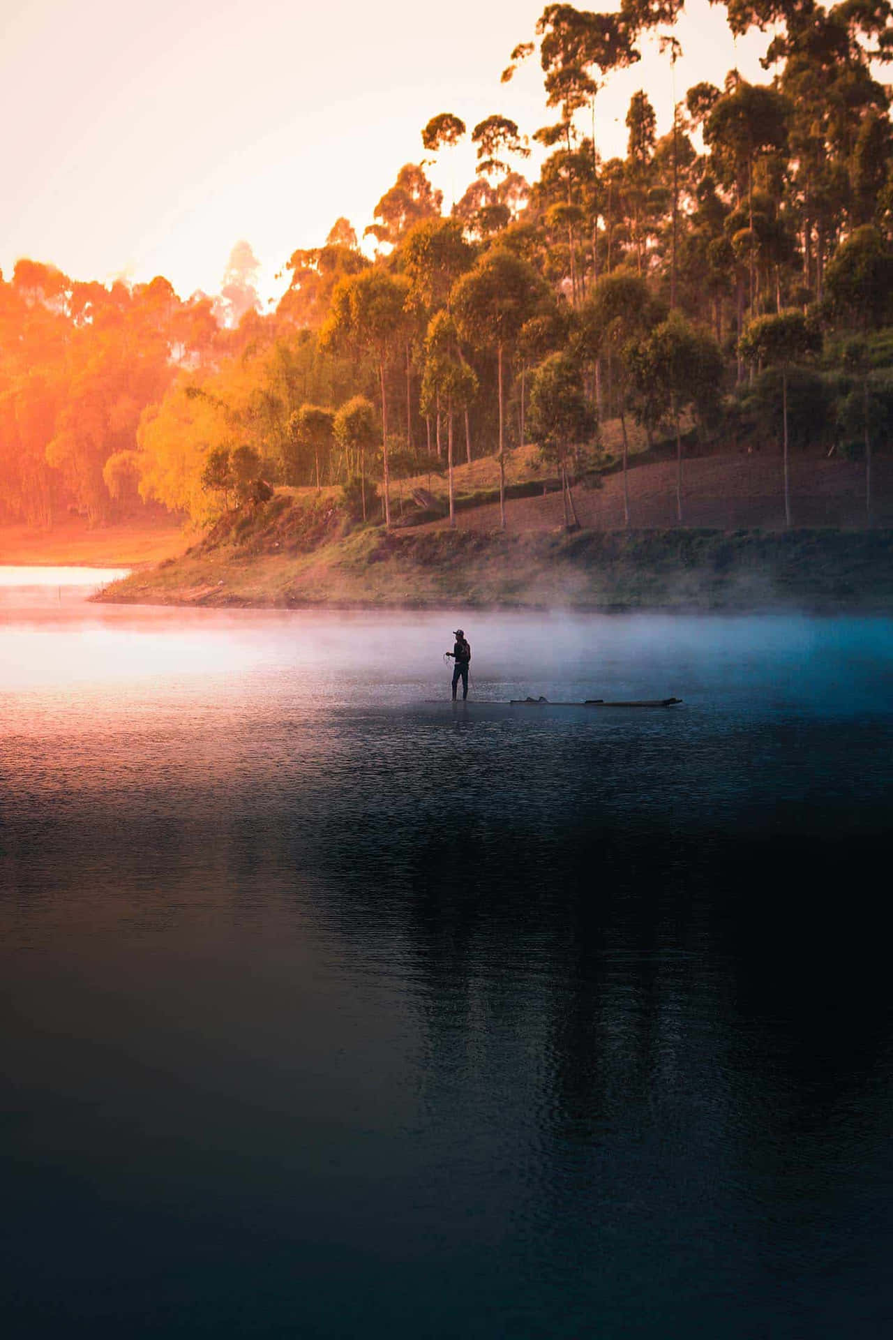 Misty Lake Sunrise Photographer Wallpaper