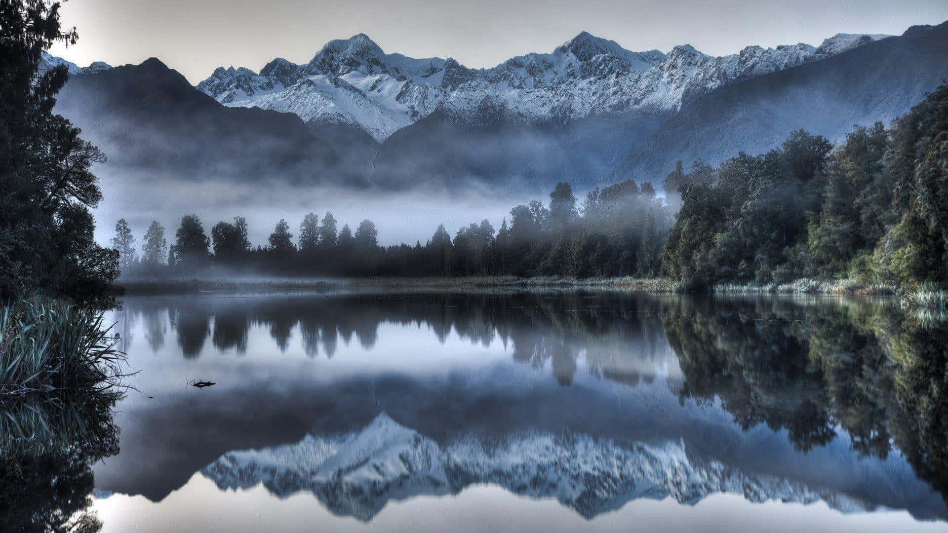 Misty Mountain Reflection_ New Zealand Wallpaper