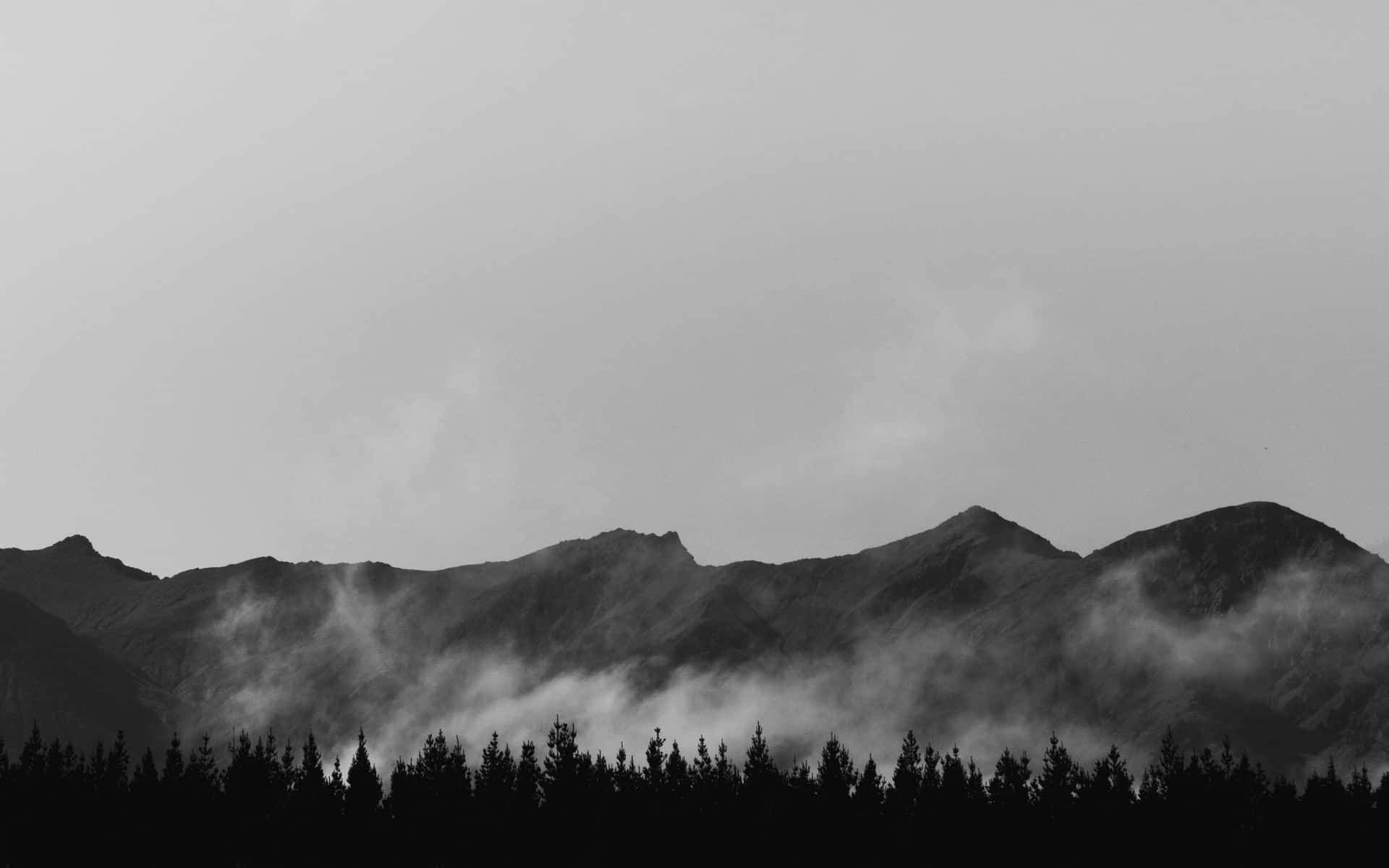 Misty Mountain Silhouette Blackand White Wallpaper