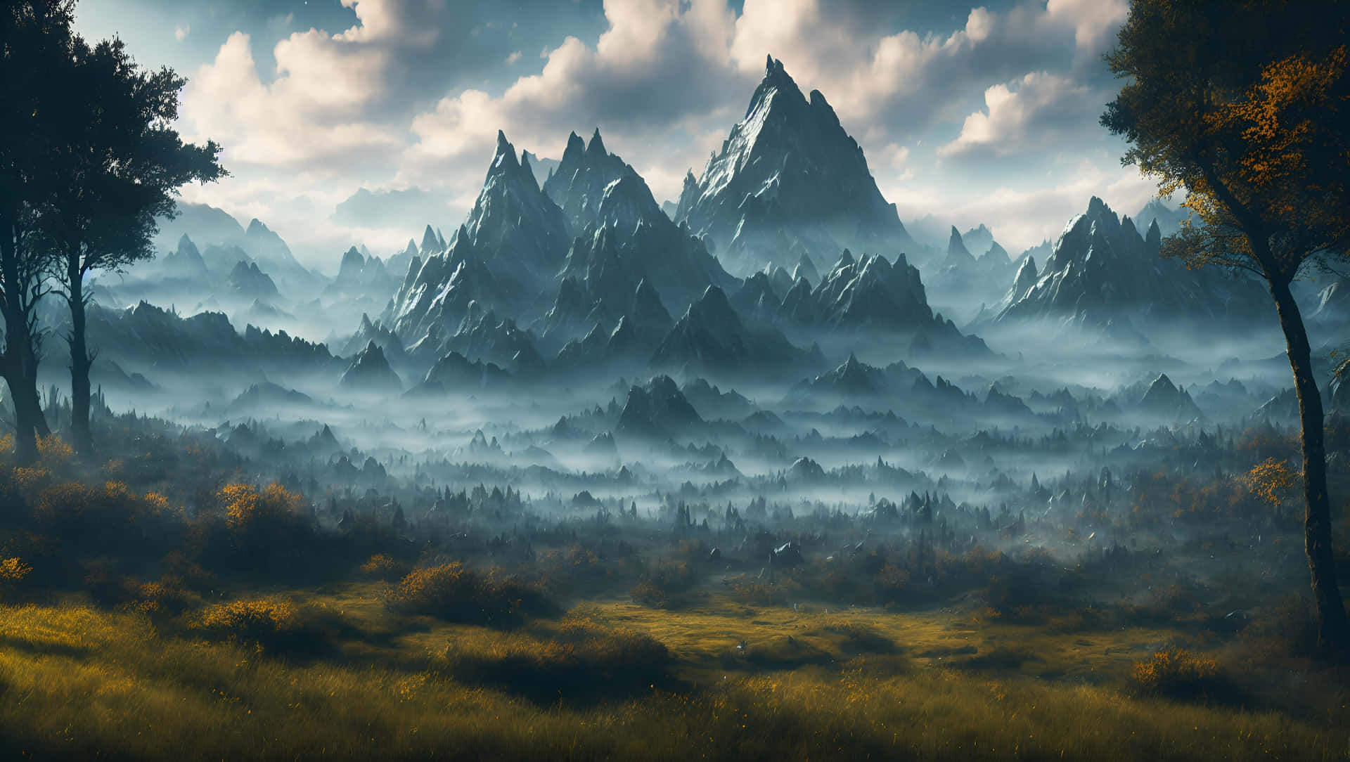 Misty Mountain Valley_ Desktop Background Wallpaper