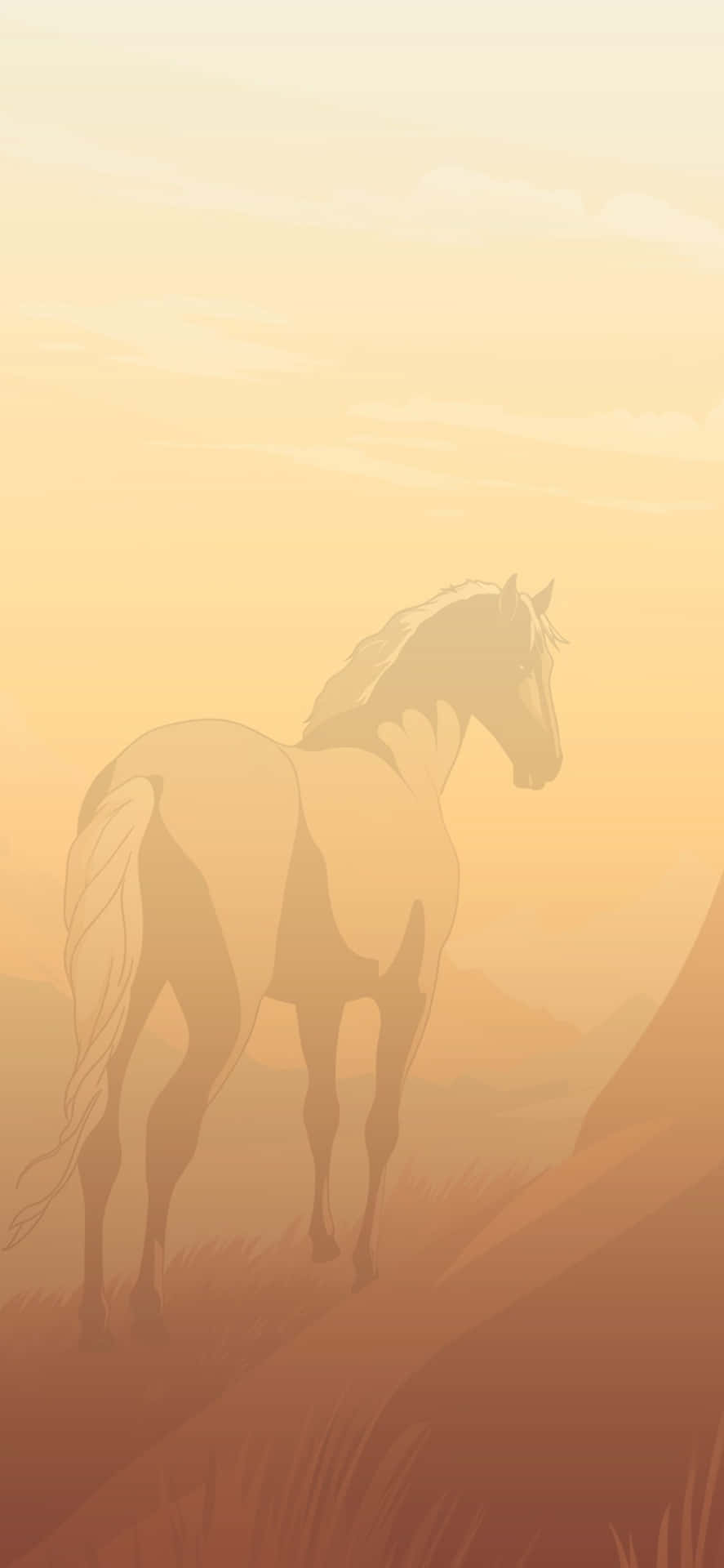 Misty Sunrise_ Horse_ Silhouette Wallpaper