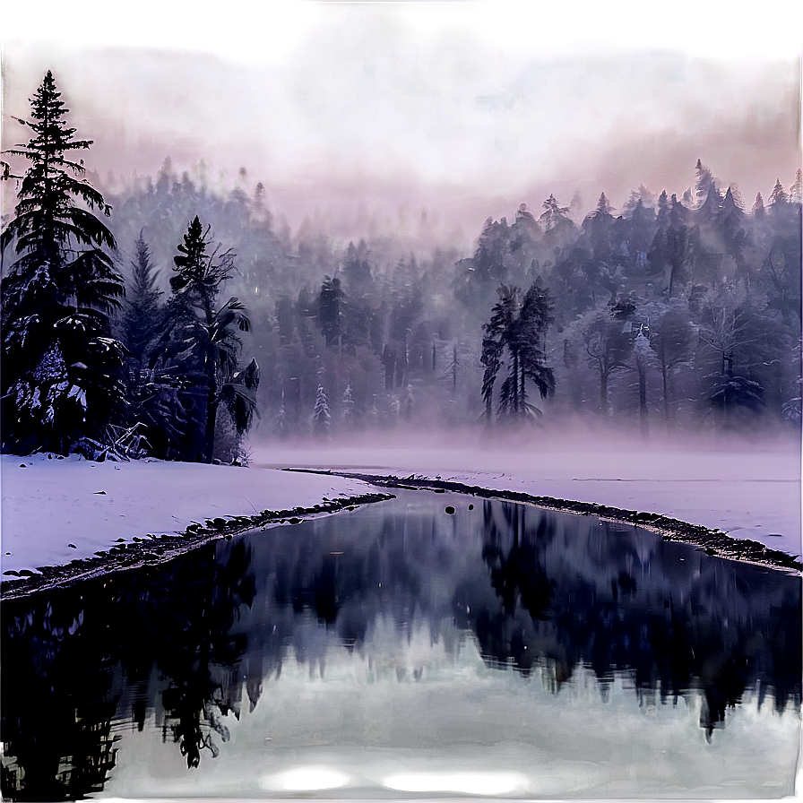 Misty Winter Landscape Png Msy PNG