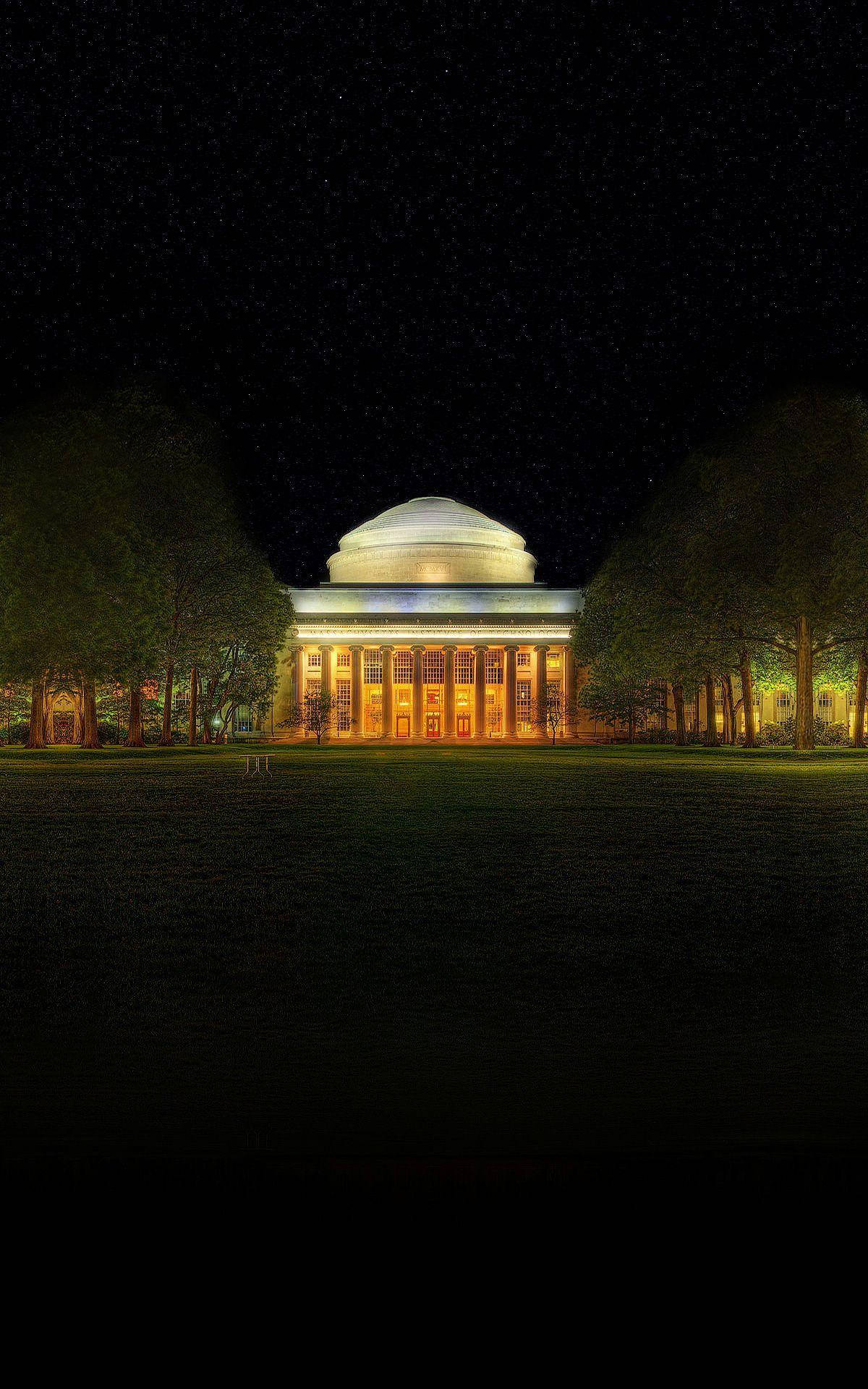 Mit Great Dome With Lights At Night Wallpaper