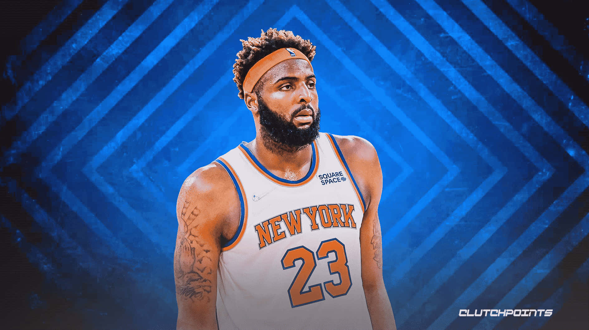 Fanartde Mitchell Robinson En Azul De Los New York Knicks. Fondo de pantalla