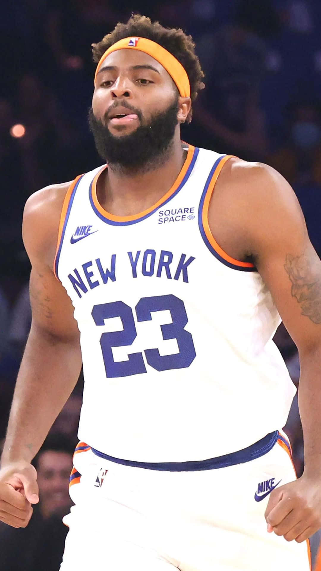 Mitchell Robinson Plakat New York Knicks Spiller Kontur Lille Rød Wallpaper