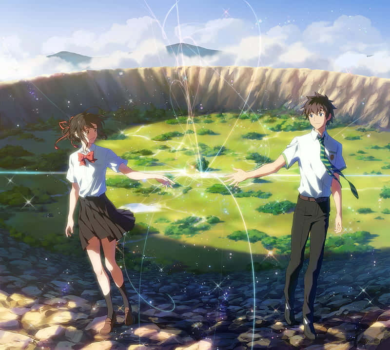 Mitsuhay Taki En Cráter Romance Anime Fondo de pantalla