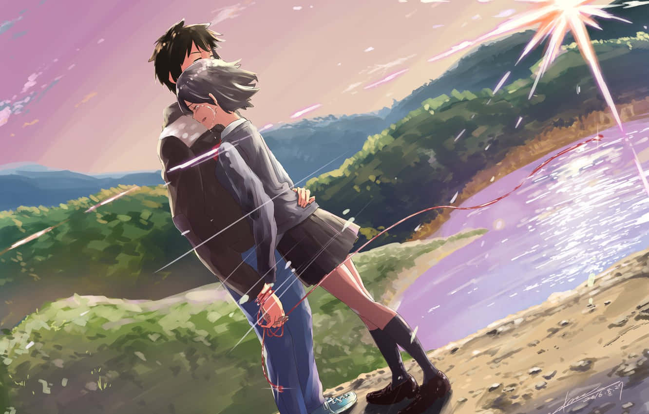 Download Mitsuha And Taki Romance Anime Landscape Wallpaper 