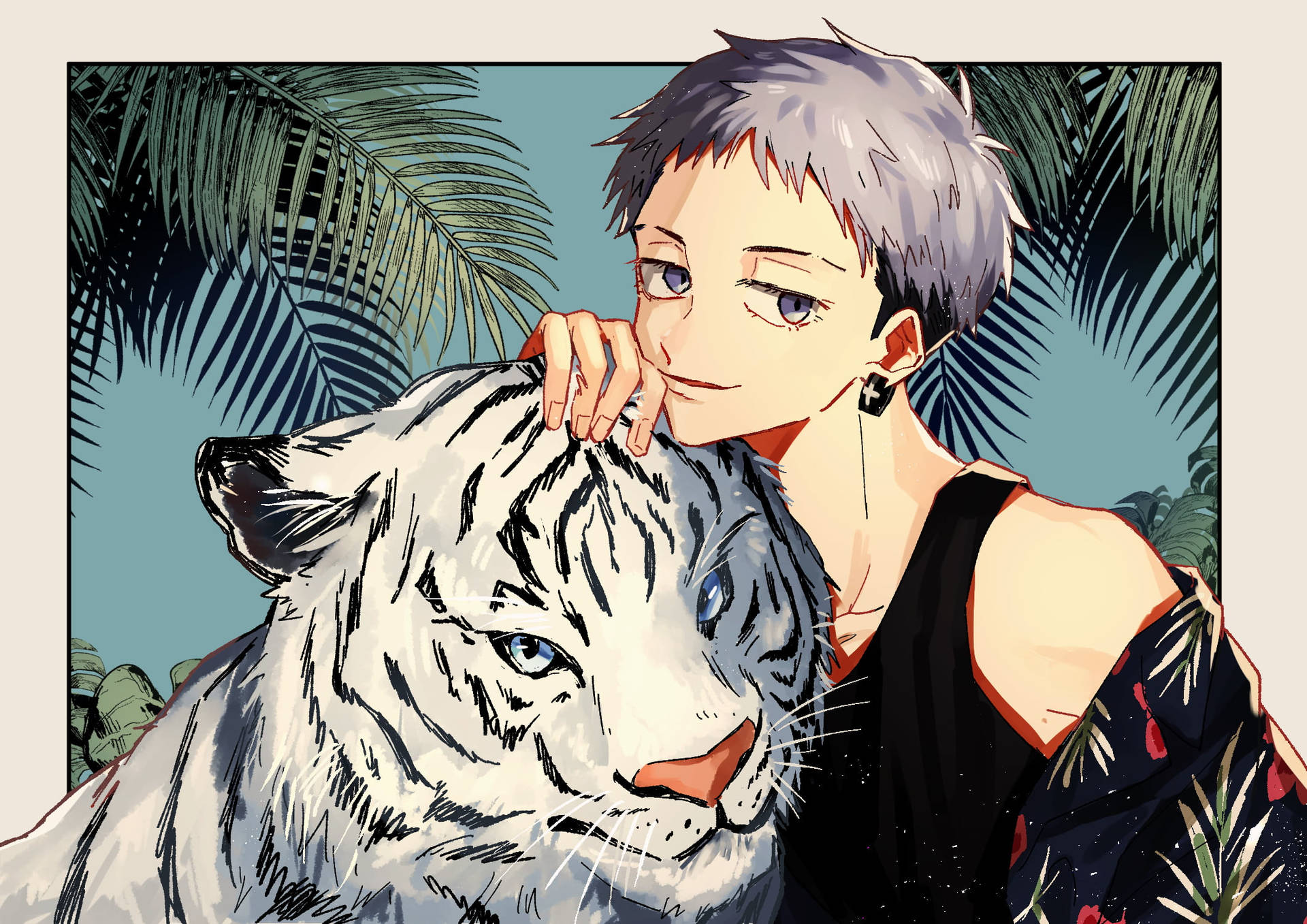 Mitsuya Takashi With White Tiger