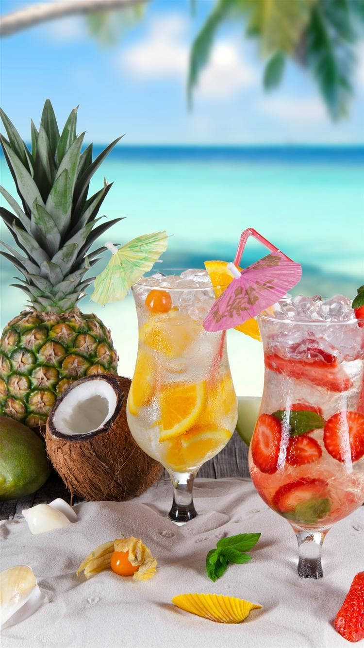 Bevanda Tropicale Dell'isola Di Frutta Mista Sfondo