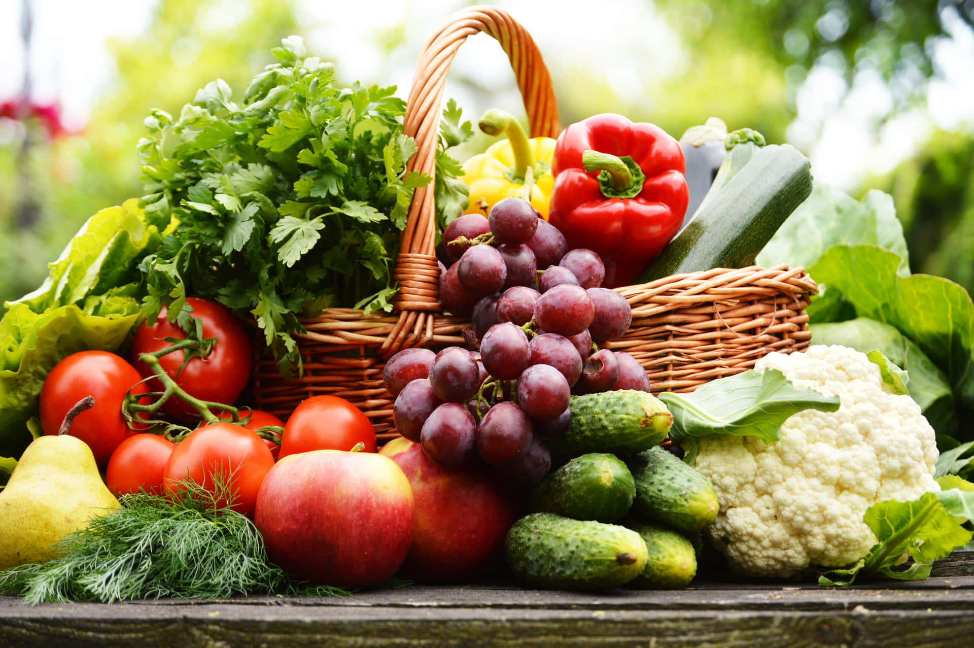 Mixed Harvest Of Fresh Fruits And Vegetables Wallpaper