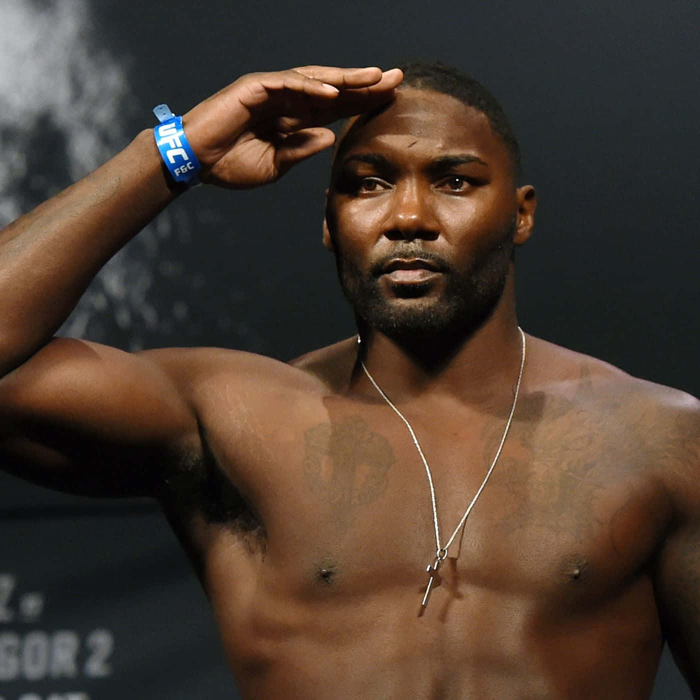 Mixed Martial Artist Anthony Johnson Salutes In 2016 Weigh In Wallpaper