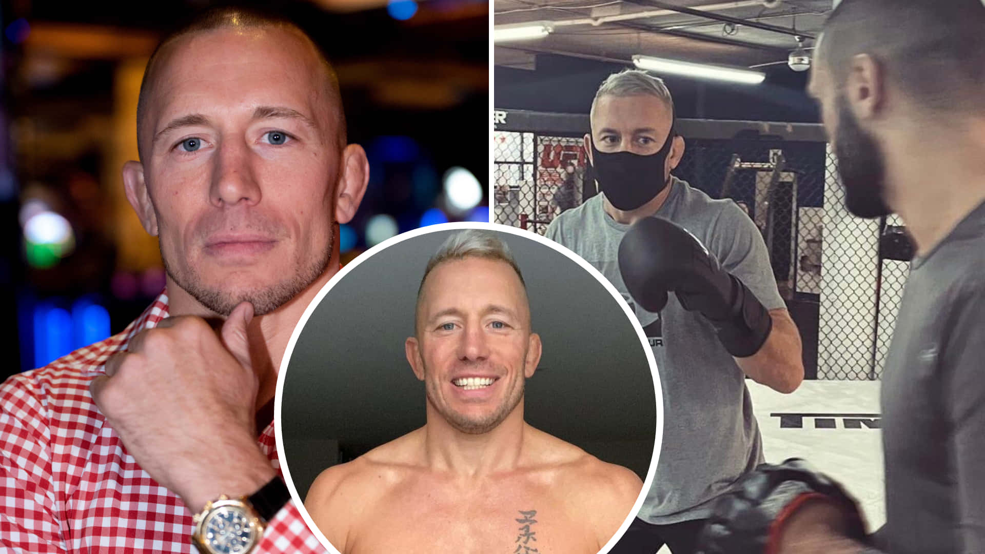 Mixed Martial Artist Georges St-Pierre Collage Wallpaper