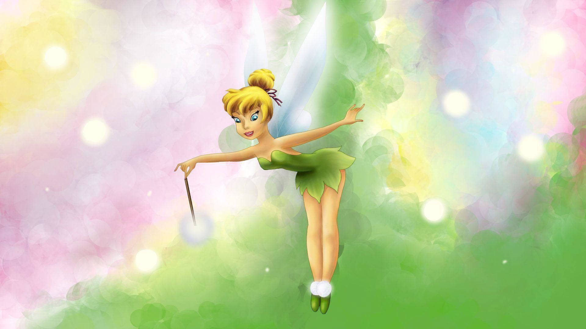 Mixed Media Tinkerbell With Wand Wallpaper