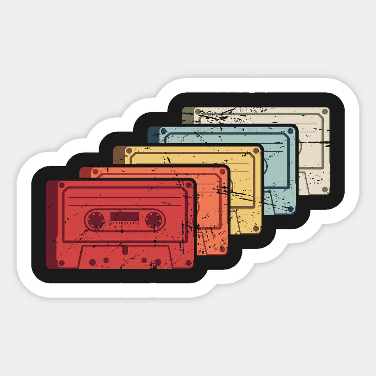 A Sticker With A Row Of Cassette Tapes