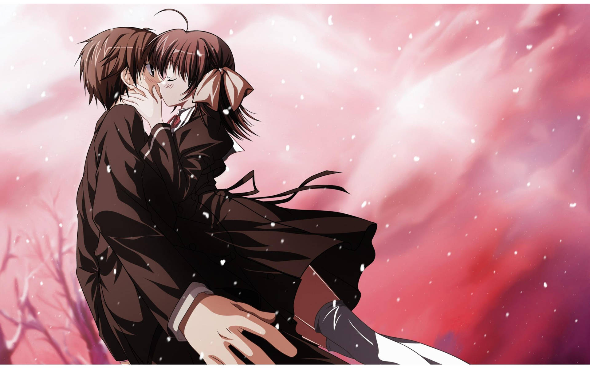 Download Miyako And Hiro Anime Couple Kiss Wallpaper 