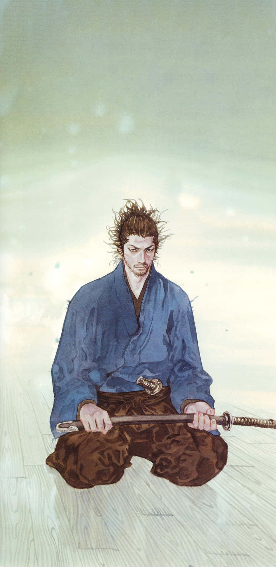 Miyamoto_ Musashi_ Seated_ With_ Sword Wallpaper