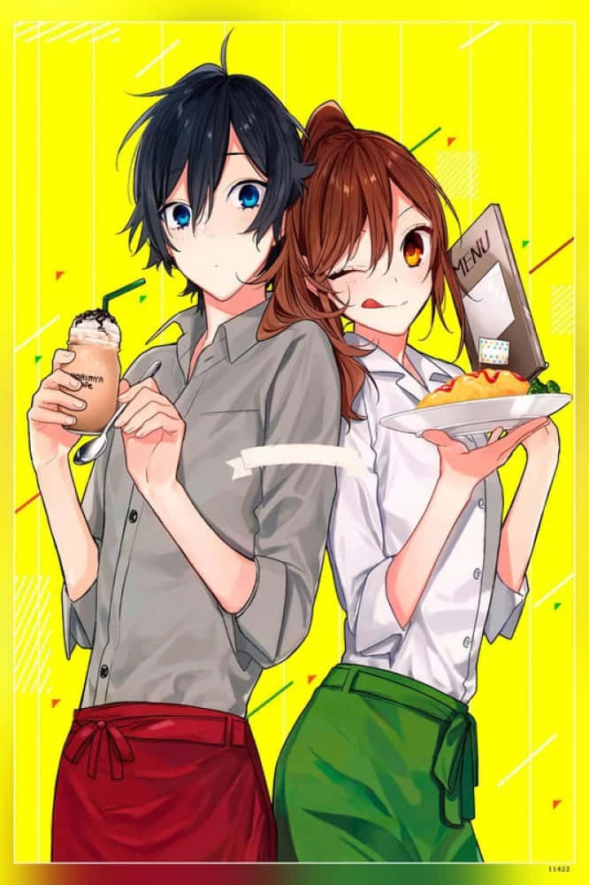 Miyamura_and_ Hori_ Anime_ Cafe_ Scene Wallpaper