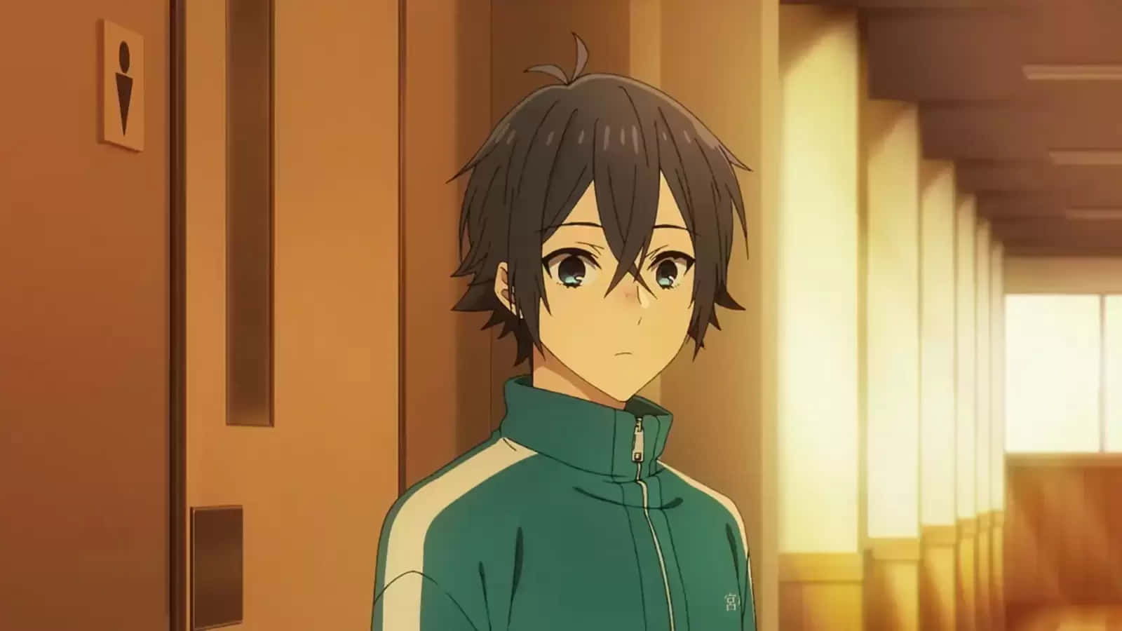 Miyamura Anime Character Hallway Wallpaper