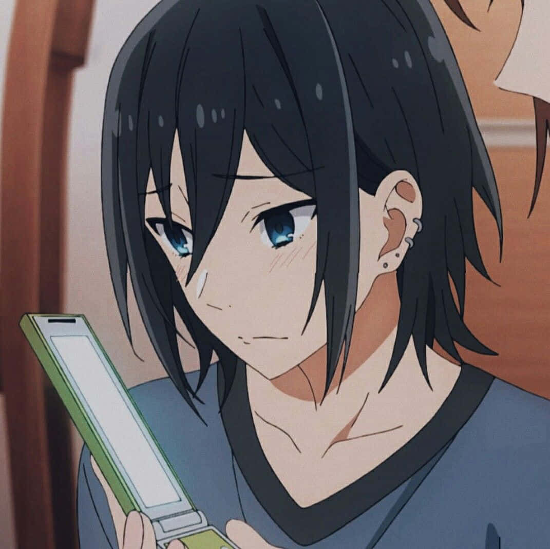 Miyamura_ Anime_ Character_with_ Phone Wallpaper