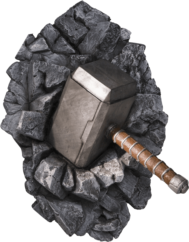 Mjolnir Hammer Embeddedin Rock PNG