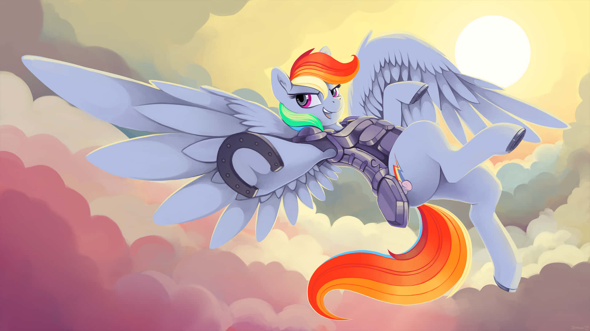 MLP Baggrund Rainbow Dash Tapet: En sød tegning af den karakteristiske Rainbow Dash fra My Little Pony serien.