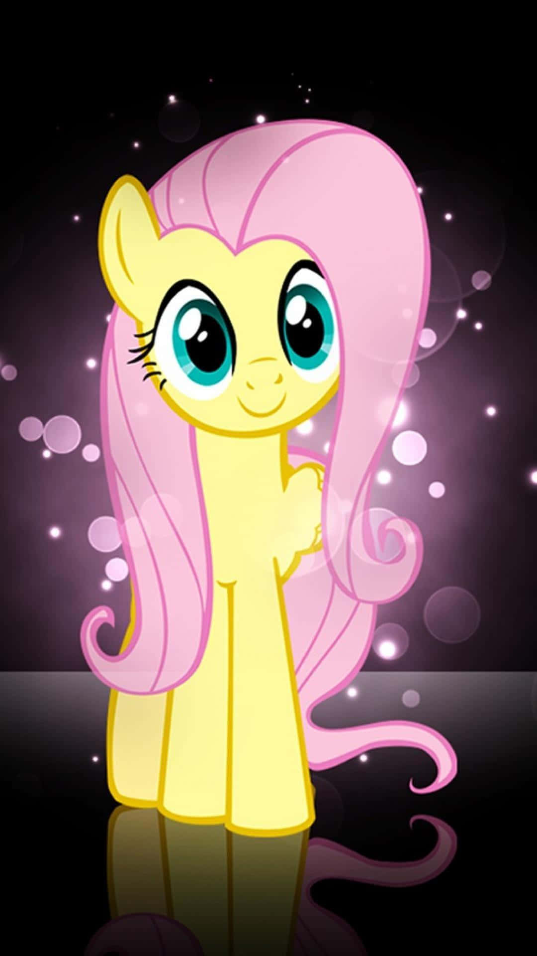 A Pink Pony With Blue Eyes And A Pink Bow Wallpaper