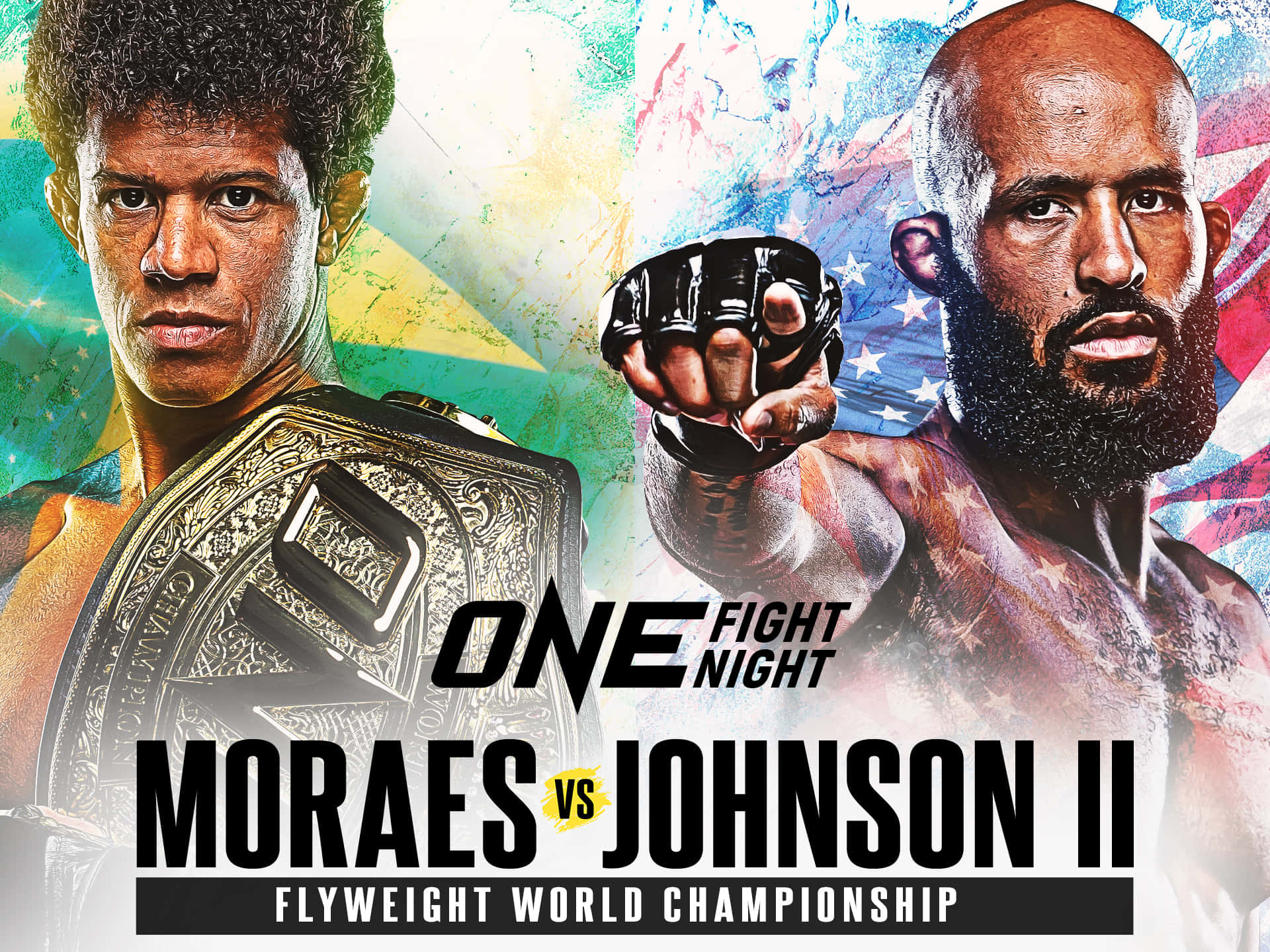 MMA Poster Adriano Moraes og Demetrious Johnson går til guld Wallpaper