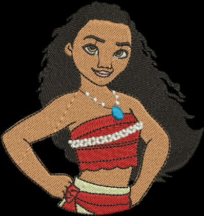 Moana Embroidered Character Design PNG