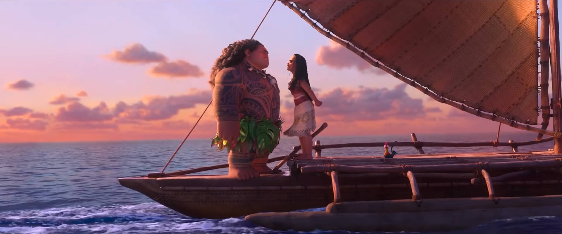 Moana In Front Of Maui Wallpaper
