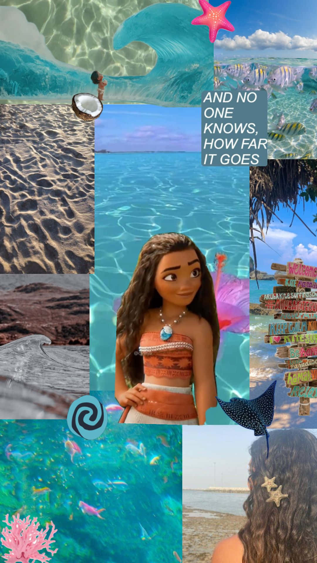 Moana Inspired Collage Aesthetic Wallpaper