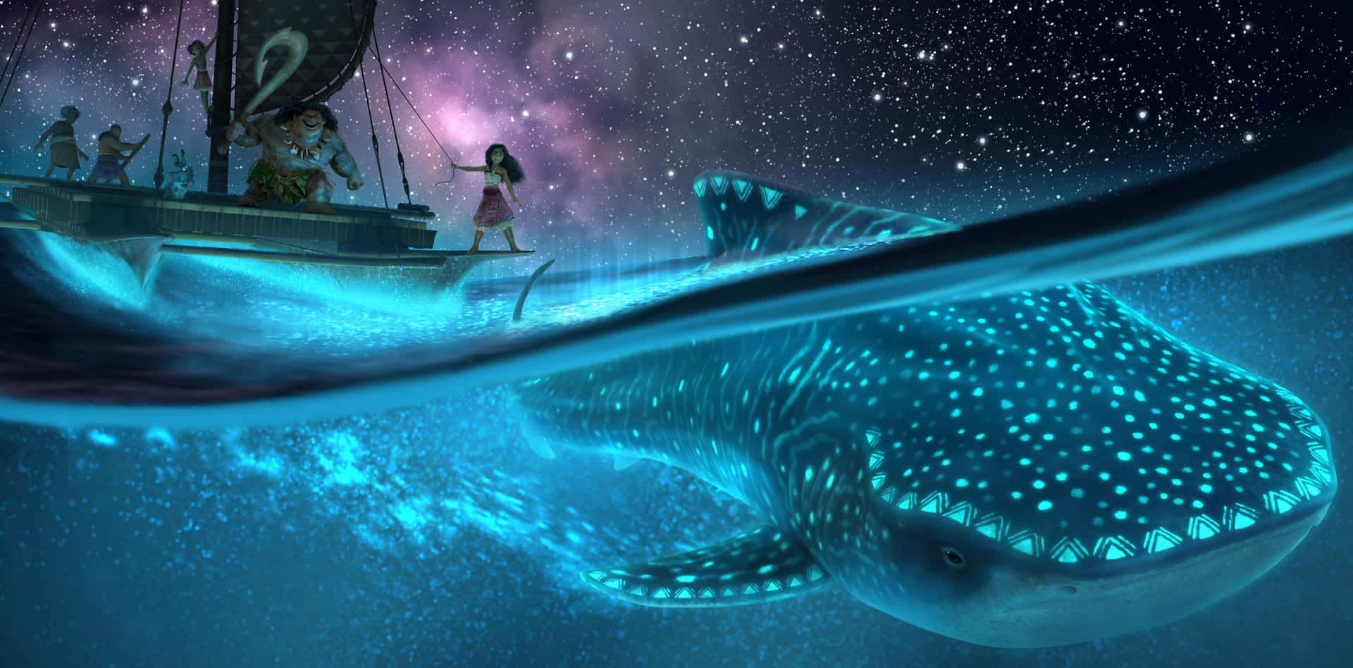 Moana Night Voyagewith Whale Wallpaper