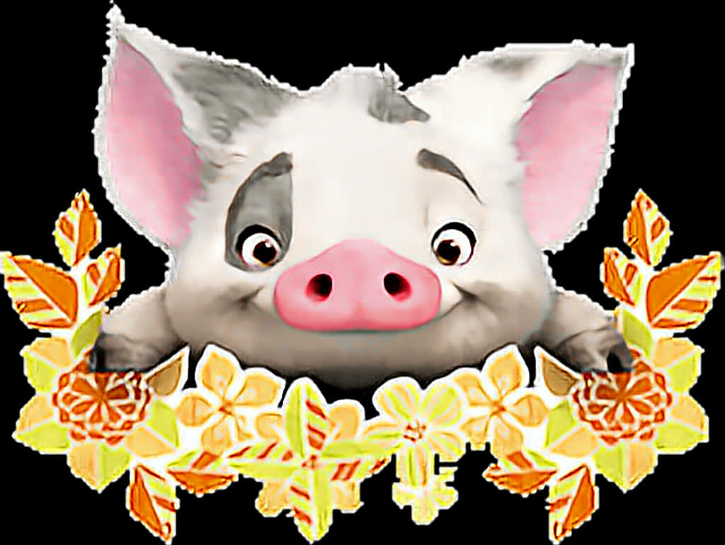 Moana_ Pua_ With_ Floral_ Wreath PNG