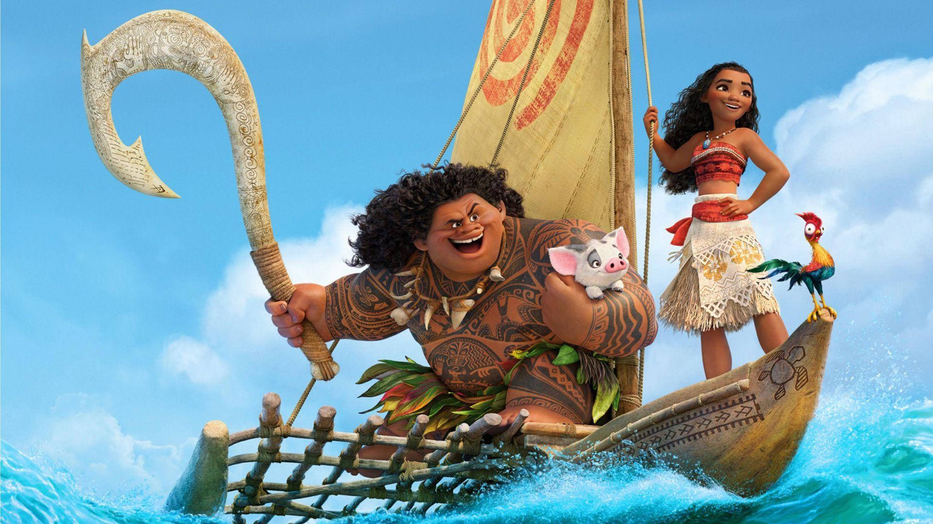 Moana Sailing With Friends Wallpaper