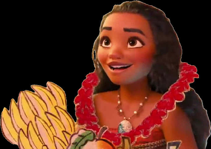 Moana Smiling With Headdress PNG