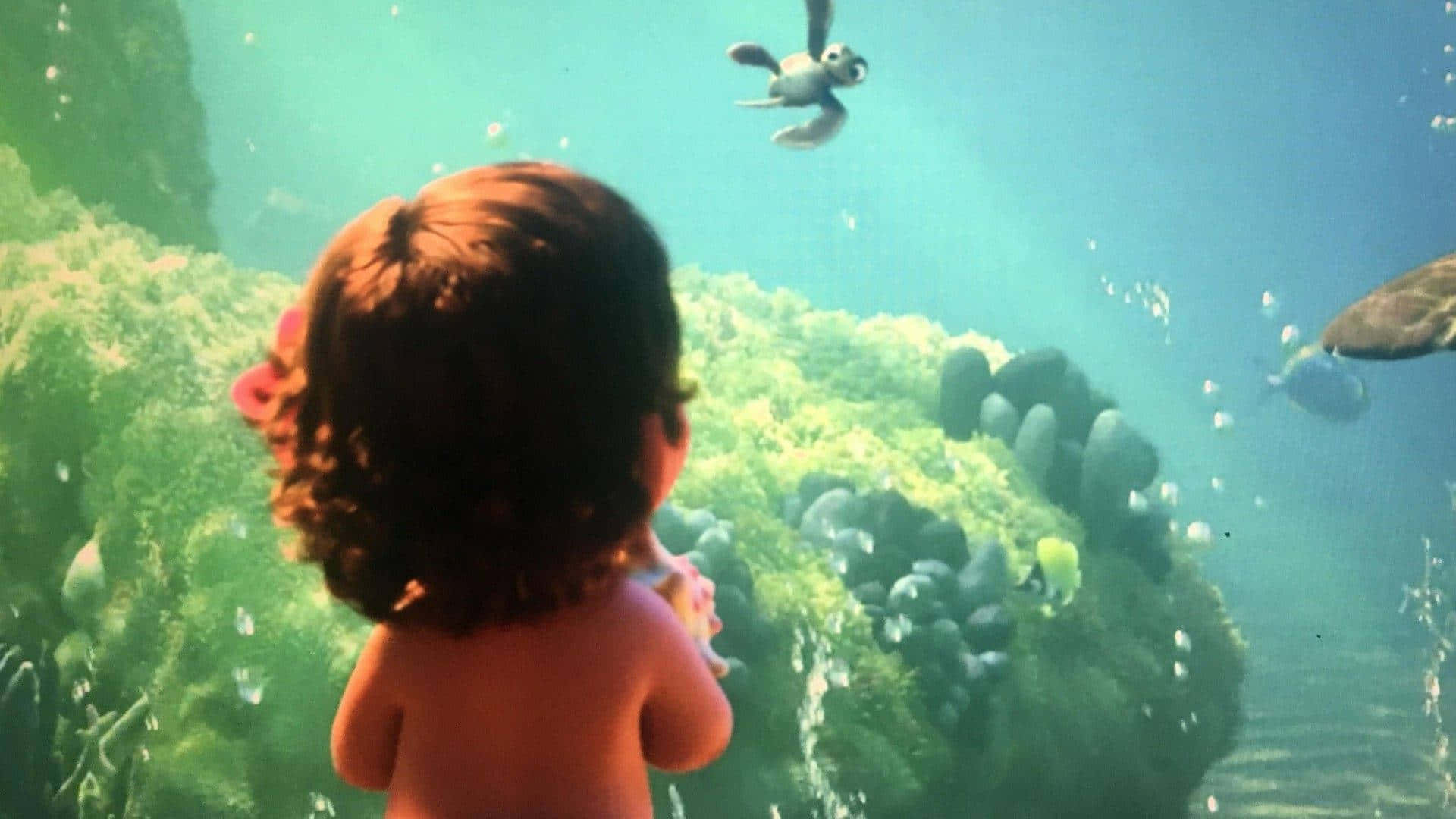 Moana Young Explorer Underwater Scene Wallpaper