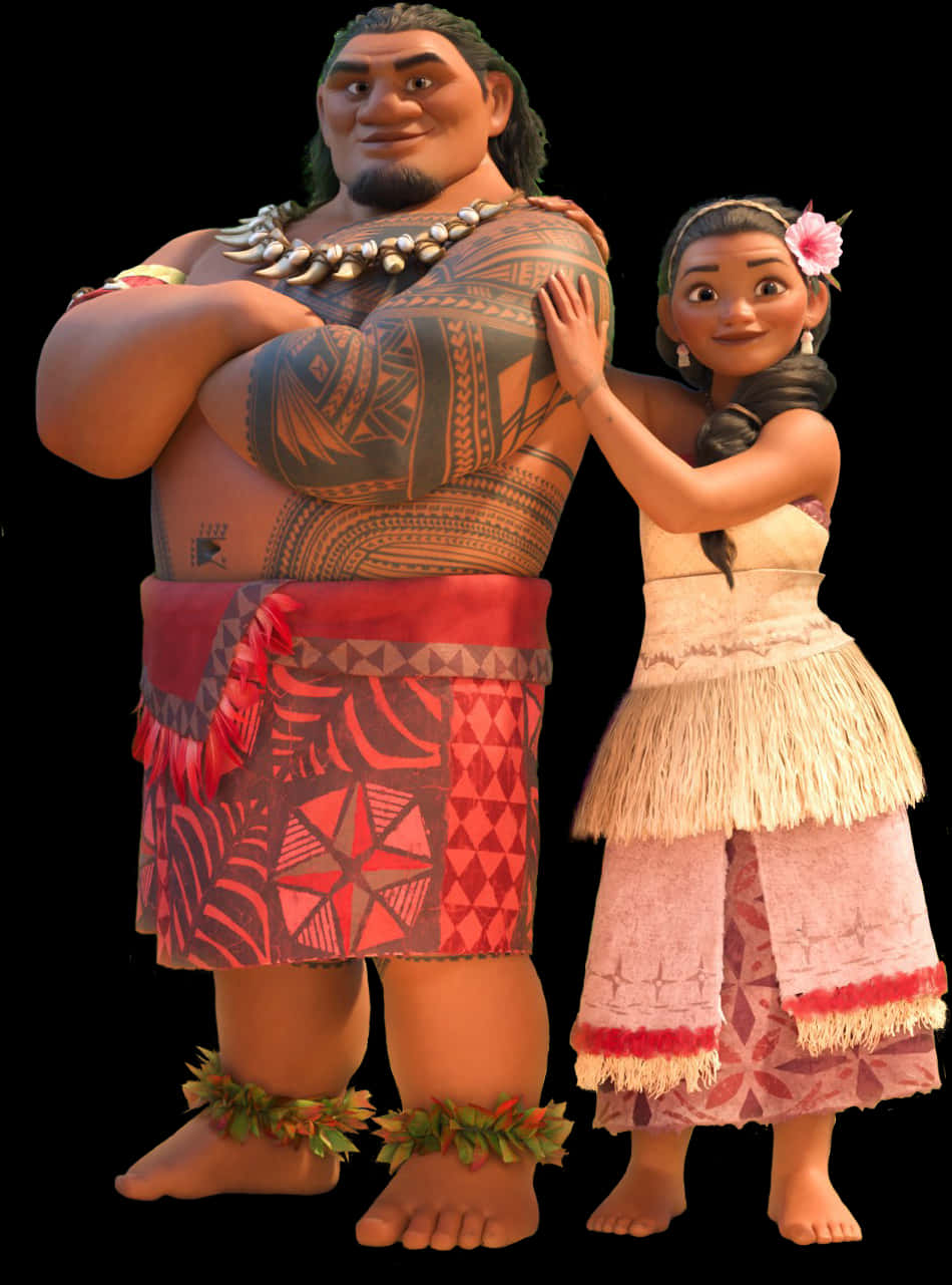 Moanaand Maui Smiling Together PNG