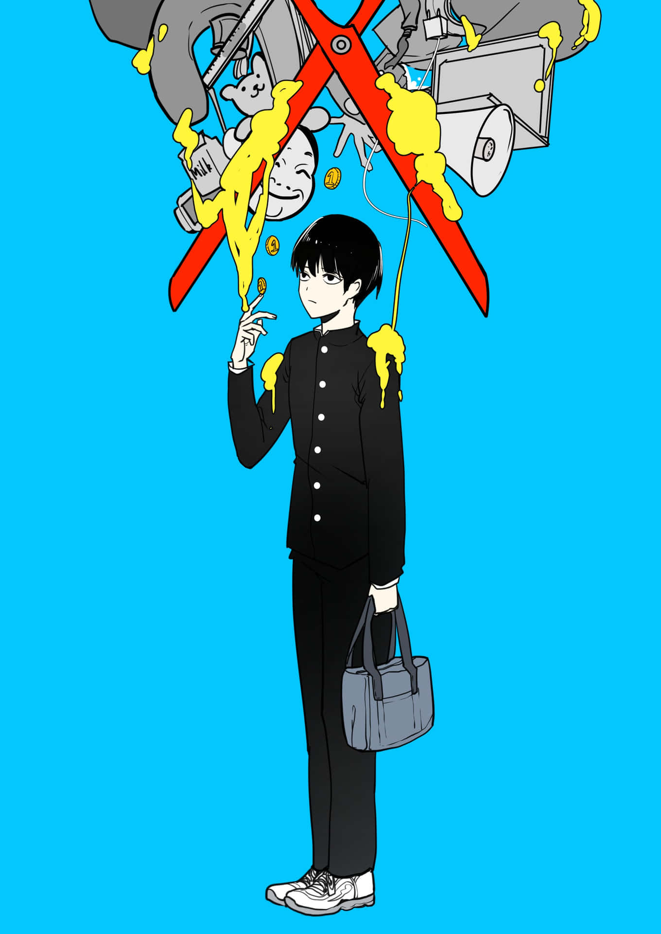 Bright Blue Background Mob Psycho Iphone Wallpaper