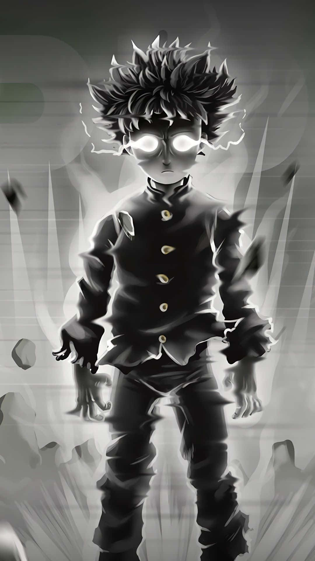 Black And White Mob Psycho Iphone Wallpaper